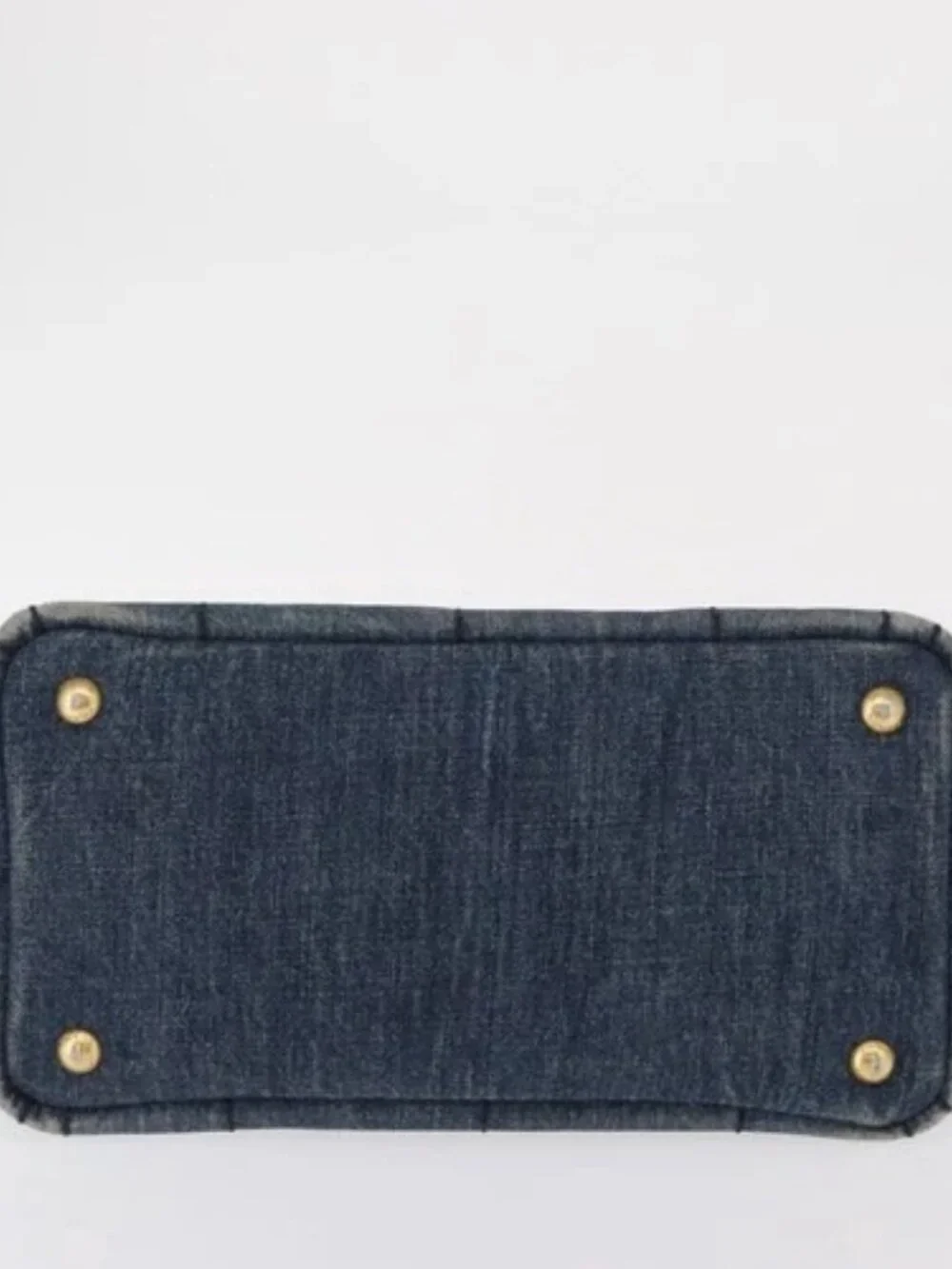 PRADA Canapa PM Hand Bag Denim Blue Gold Auth - Picture 5 of 16